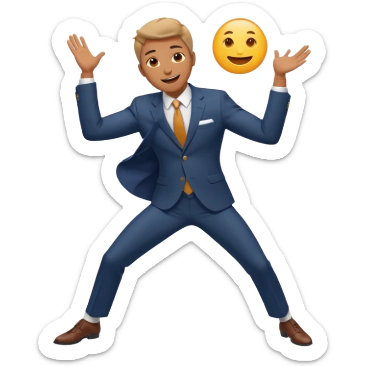 tanzende Person im Anzug, fröhlicher Gesichtsausdruck, dynamische Pose sticker