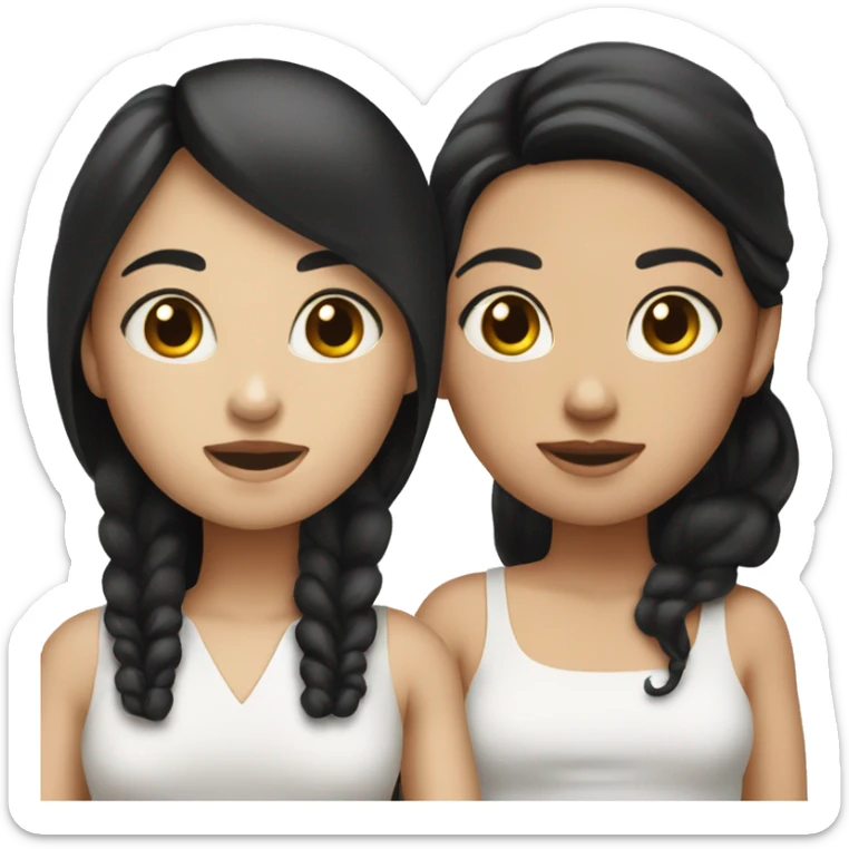 Two sister, one white skin black hair and the other brunette sticker