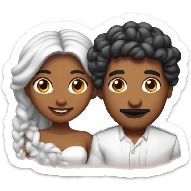 pareja de novios, chico dominicano mulato con trenzas y chica blanca con pecas, pelo por los hombros ondulado  sticker