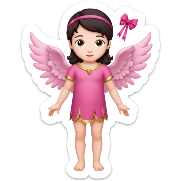 Full body Cupid in pink with a bow and dark hair sticker