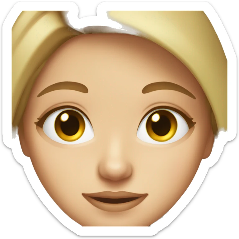 White girl emoji with straight long light brown hair and light green eyes sticker