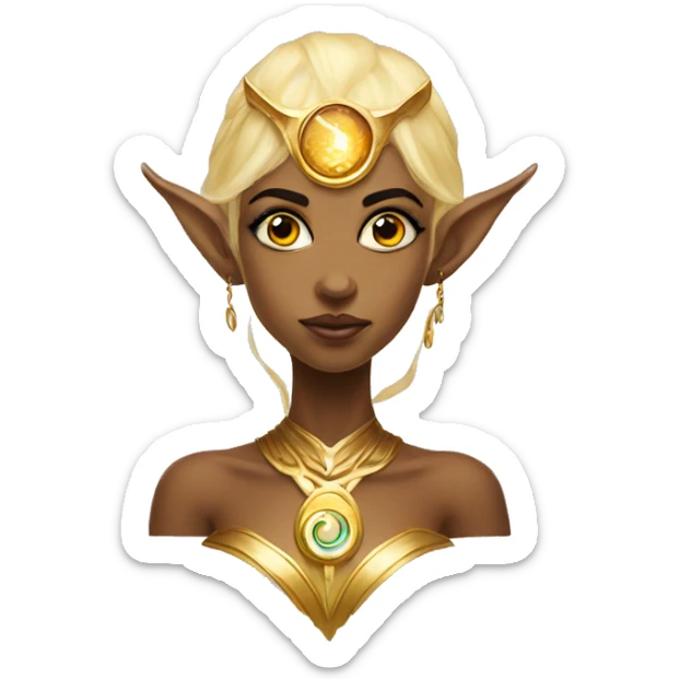 Golden Elf goddess with cyborg eye sticker