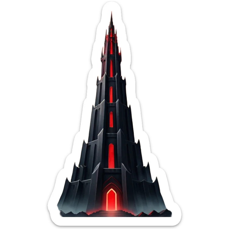 Barad Dúr from Lord of the Rings, Dark, giant Tower, with red beams shooting from the top into the sky sticker