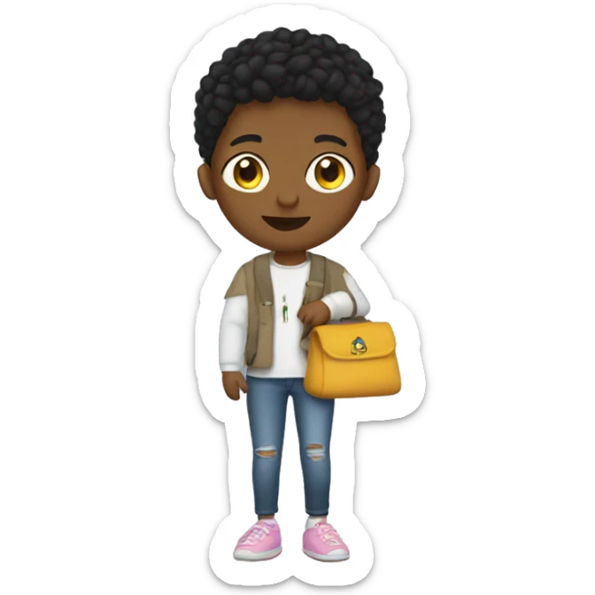 teen wearing a cross body bag and slippers sticker