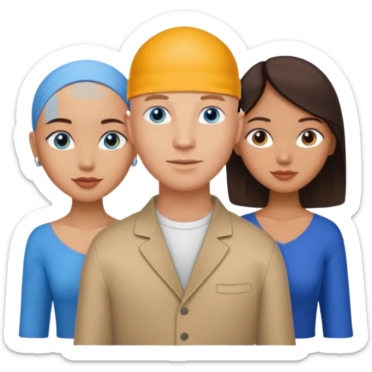 Bald white man blue eyes in love with Filipina woman 2 young Filipina girls sticker