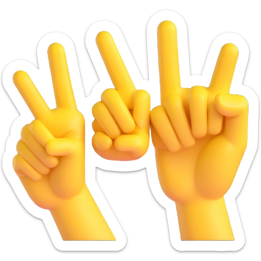 WhatsApp emoji style yellow hand with pinky finger pointing up, other fingers folded, 3D emoji style sticker