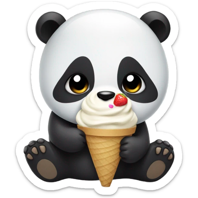 Panda eating ice cream sticker