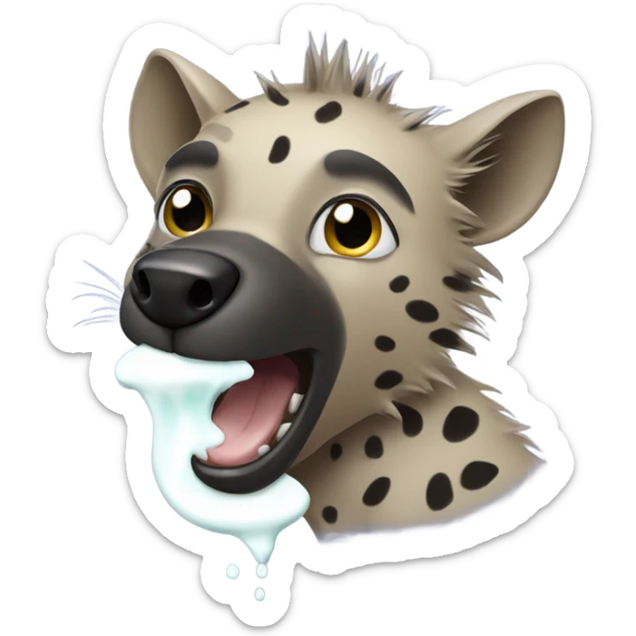 Hyena with a splash of milk coming sticker