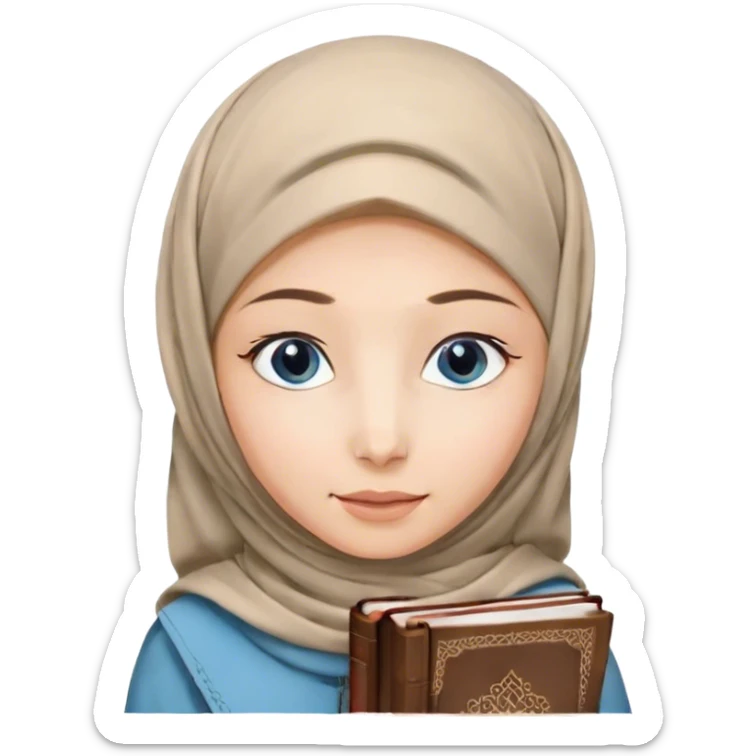 Turkish blonde lilacs design Hijabi girl with blue eyes and beautiful finish reading quran sticker