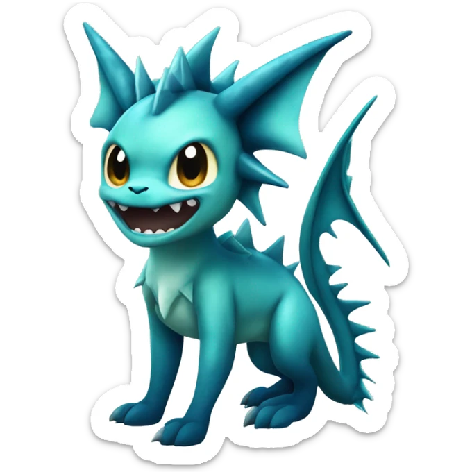 Edgy Vaporeon dragon With Fins and spikes full body sticker