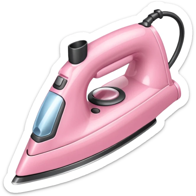 A baby pink hair iron in iOS emoji style, 3D icon, plastic texture, soft reflection, minimalist design. sticker