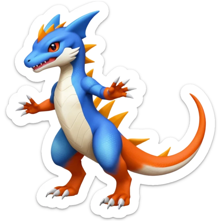 Garchomp-Veemon-Digimon-Latias-Peppercat-Pokémon-Flamedramon-fusion-animal-hybrid-creature, Full body  sticker