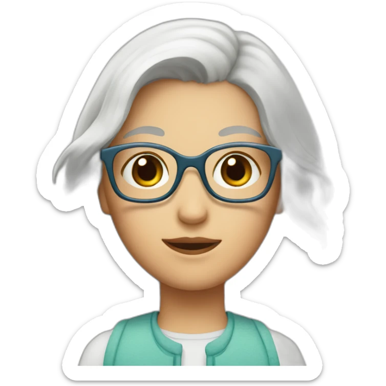 A Couple of two girls one with white hair and other with short brown hair and glasses sticker