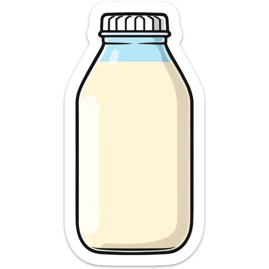 heavenly bottle of pure milk with angelic glow, spiritual nourishment sticker