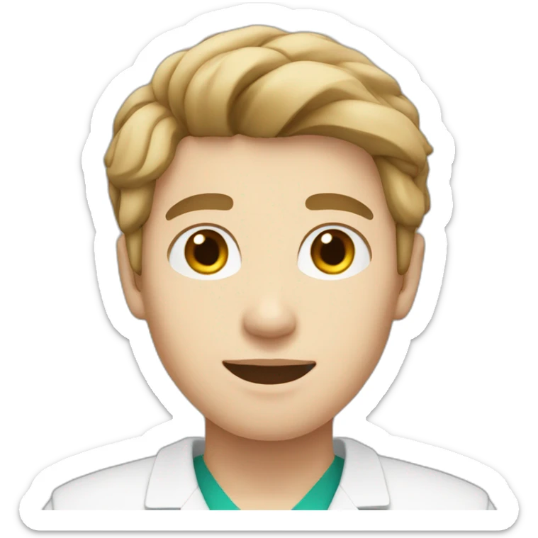 young male medical student with white skin and light brown hair sticker