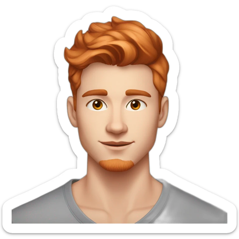 handsome young man, 26 years old, red-ish hair, almond-shaped face, pointy nose, scandinavian heritage, crystal earrings, fashionable, gay sticker