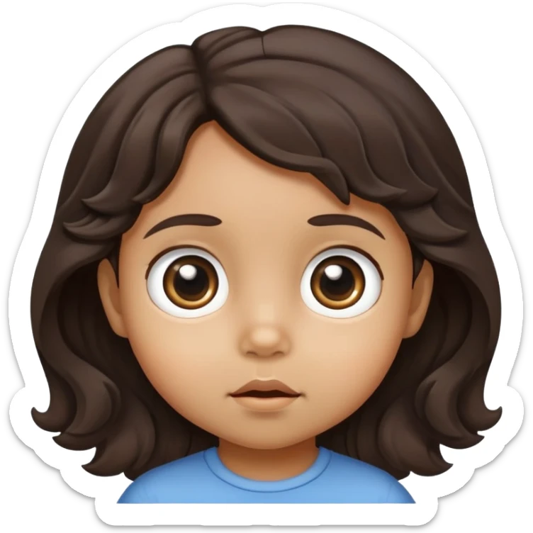 toddler face with big eyes, medium skin tone, and dark wavy hair sticker