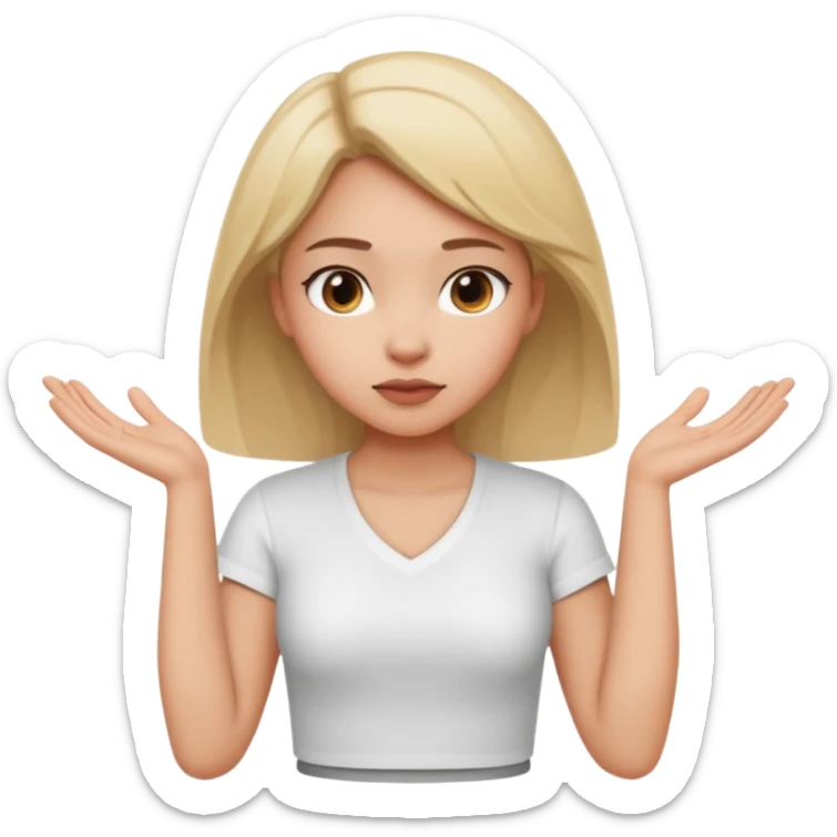 A girl with curious expressions and her arms resting  a v  on her waist  sticker