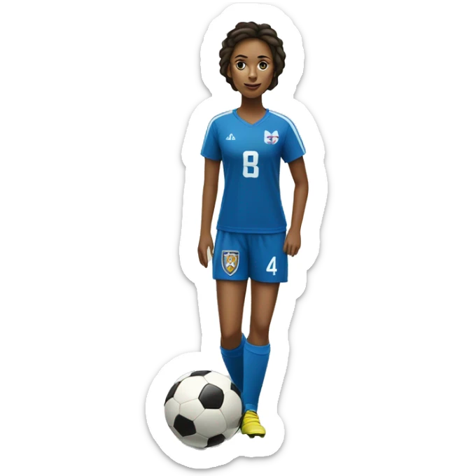 A Soccer Player women with number 4 with a crown and a Ball under her foot   sticker