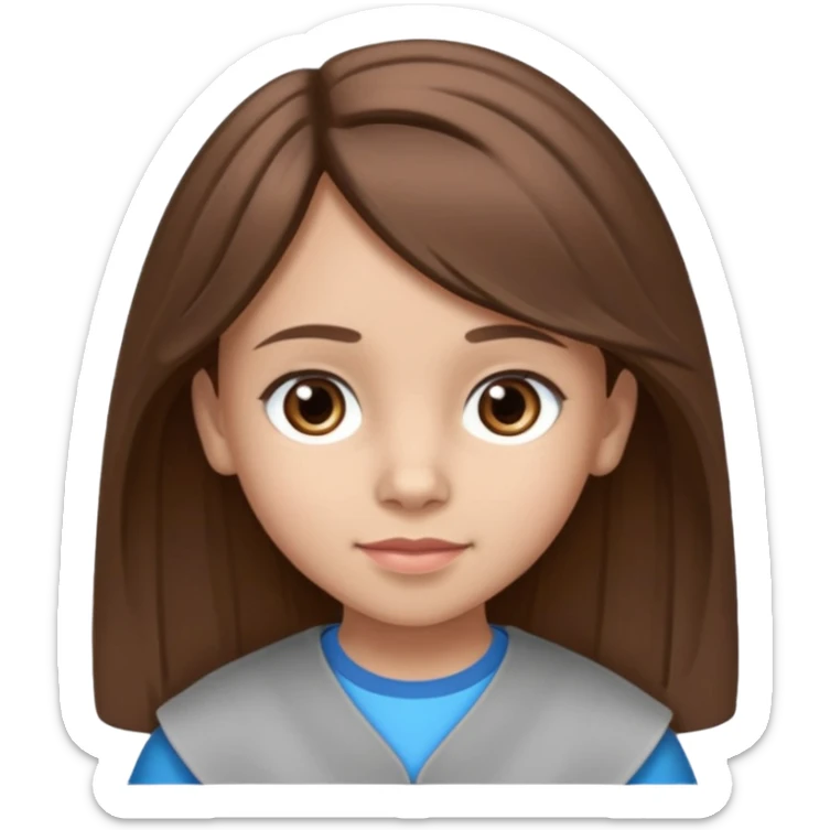 Une fille qui s’appelle Angèle aux cheveux marrons de neuf ans, qui adore les Capi, barra et aux yeux gris sticker