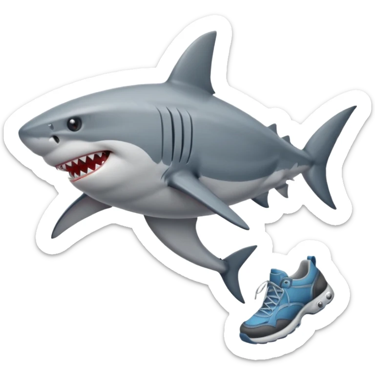 Shark with shoes and leg sticker