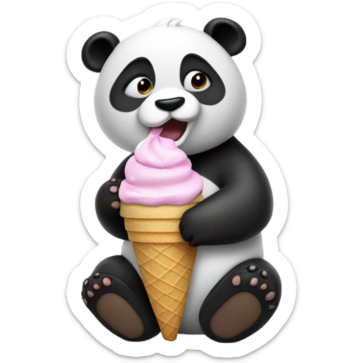 Panda eating ice cream sticker