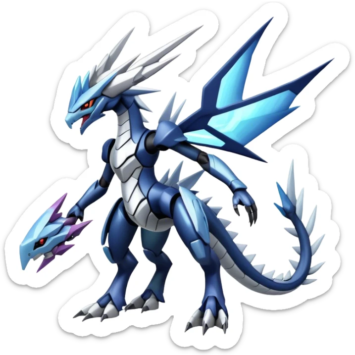  Cool Edgy Shiny Futuristic Ethereal Legendary Dialga-Digimon-Palkia-Kyurem-hybrid full body sticker