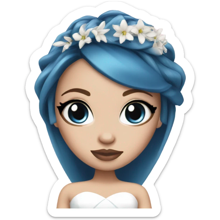 Bratz, bride, pink hair, white skin, blue almond cat eyes sticker
