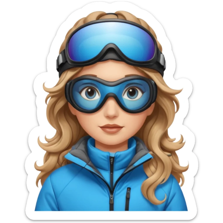 White Girl with light brown wavy long hair and blue eyes who likes to ski sticker