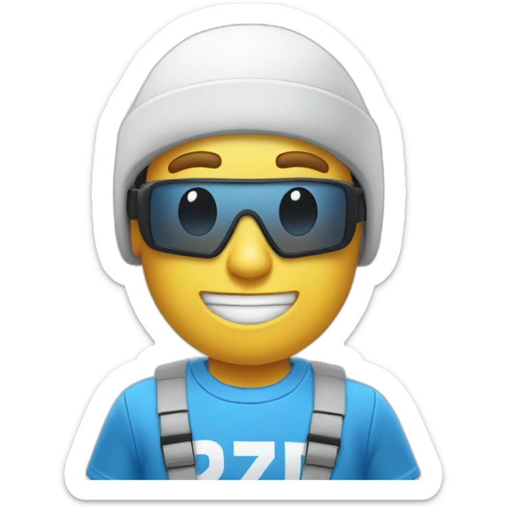 Un homme blanc qui joue à un jeux vr avec un t-shirt bleus sticker