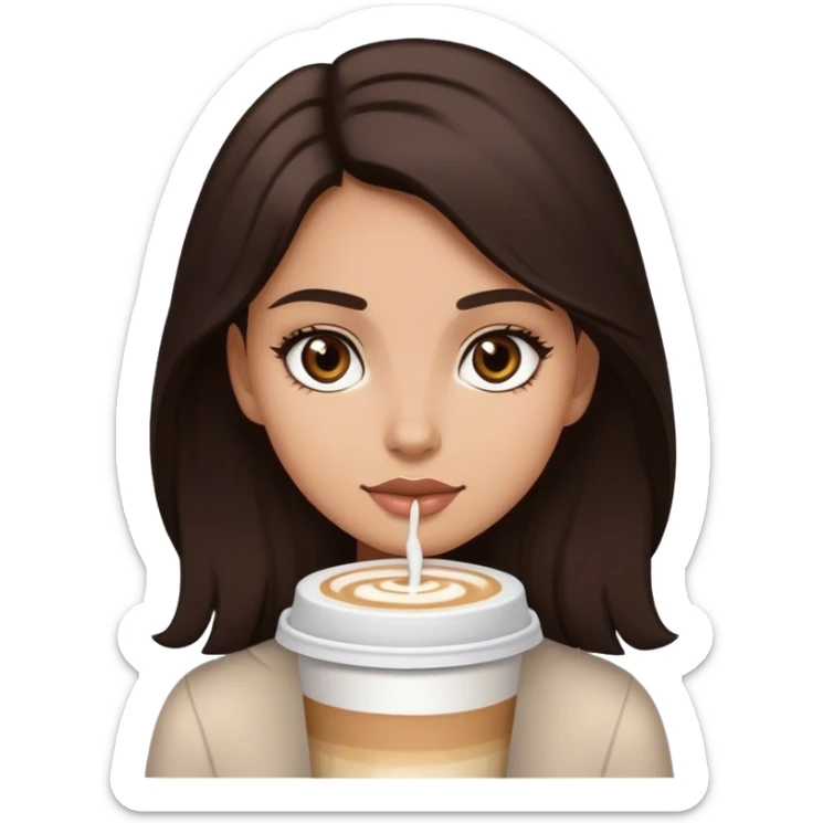 a girl with dark brown hair and a light latte skin color with dark brown eyes sticker