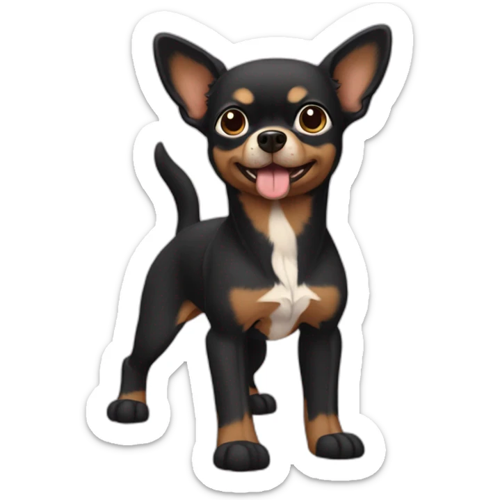 "dog-black-furrybody-barelegs-chihuahuaears-hairyears sticker