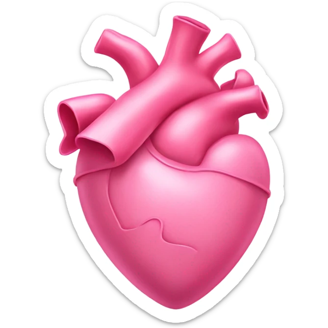 Pink anatomical heart pastel pink with pink bow on top of heart  sticker