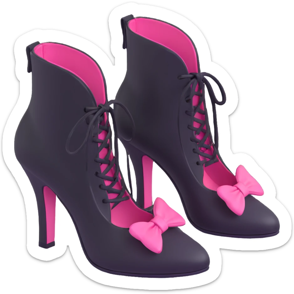 BLACKPINK-inspired gothic shoes, no hearts, black and pink, cute  sticker