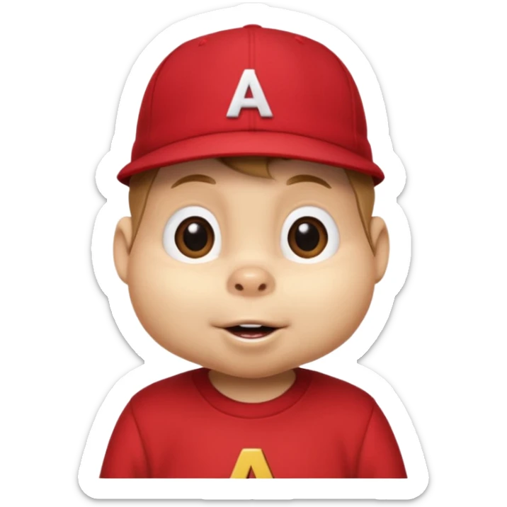 CHIPMUNK ALVIN FROM ALVIN AND THE CHIPMUNKS WITH RED SHIRT AND RED HAT VERY SKINNY AND MALNOURISHED sticker