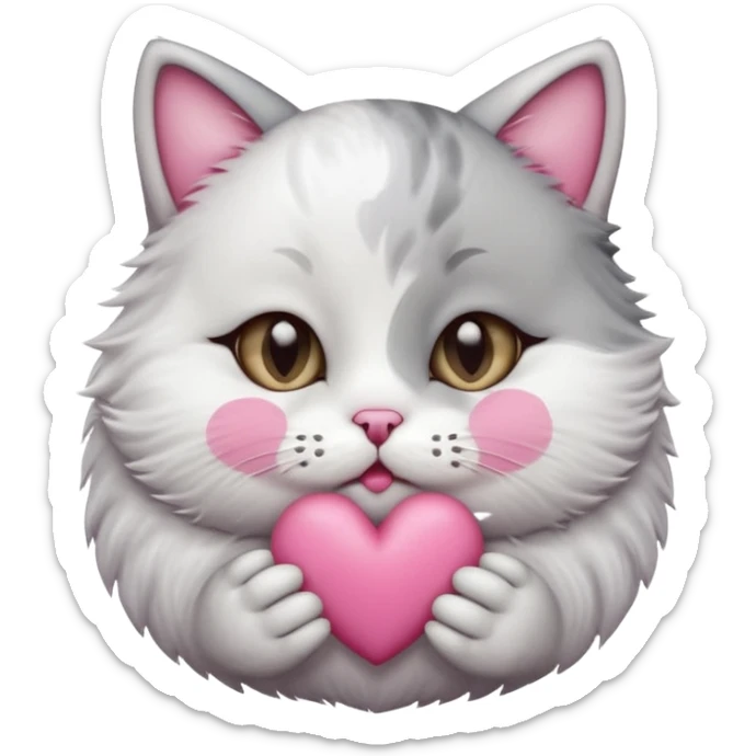 A cute circular cat blowing a smooch kiss with heart and little bite on the lower lip sticker