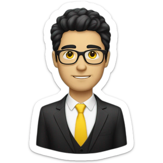 white guy with yellow tinted glasses and black hair wearing a suit  sticker