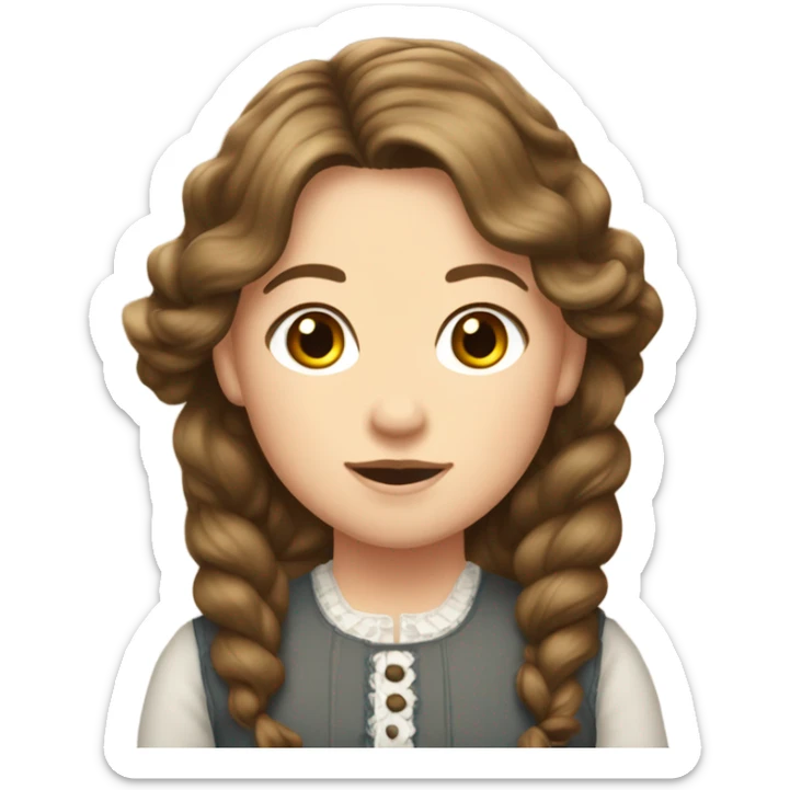 Carrie Ingalls pretty with brown wavy hair realistic and detailed sticker