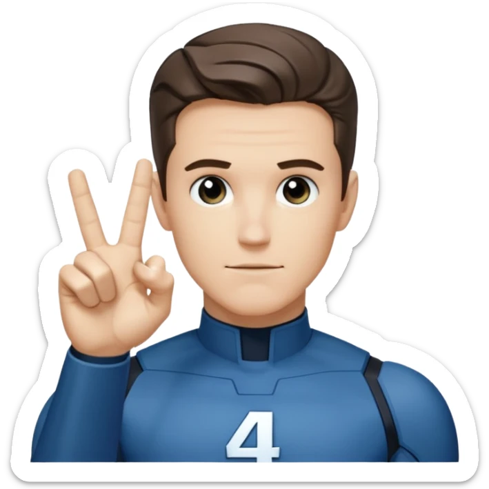 Reed Richard’s from the Fantastic 4 holding up 4 fingers out in front of himself  sticker
