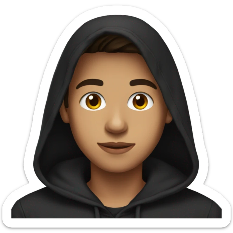 hispanic teenager wearing black hoodie with hood on sticker