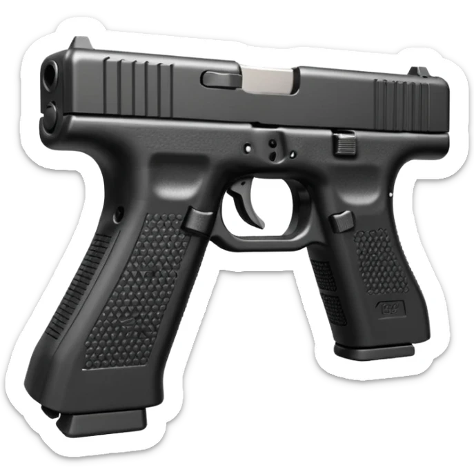 Glock 17 with an extended magazine and a clear legible engraving "N Block 17" sticker