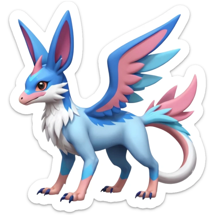 Chimera-Latios-Nargacuga-Sylveon-Silvally-Gryphon-fusion-hybrid-animal-creature  with long ears  sticker