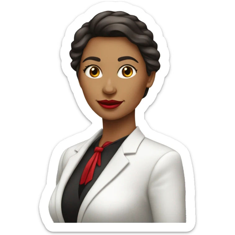 Mujer 30 años pelo oscuro piel blanca labios rojos vestida formal trabajadora social  sticker