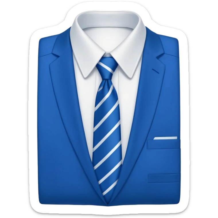 men's blue tie on white shirt, minimalism, no emojis or faces, iOS emoji style sticker