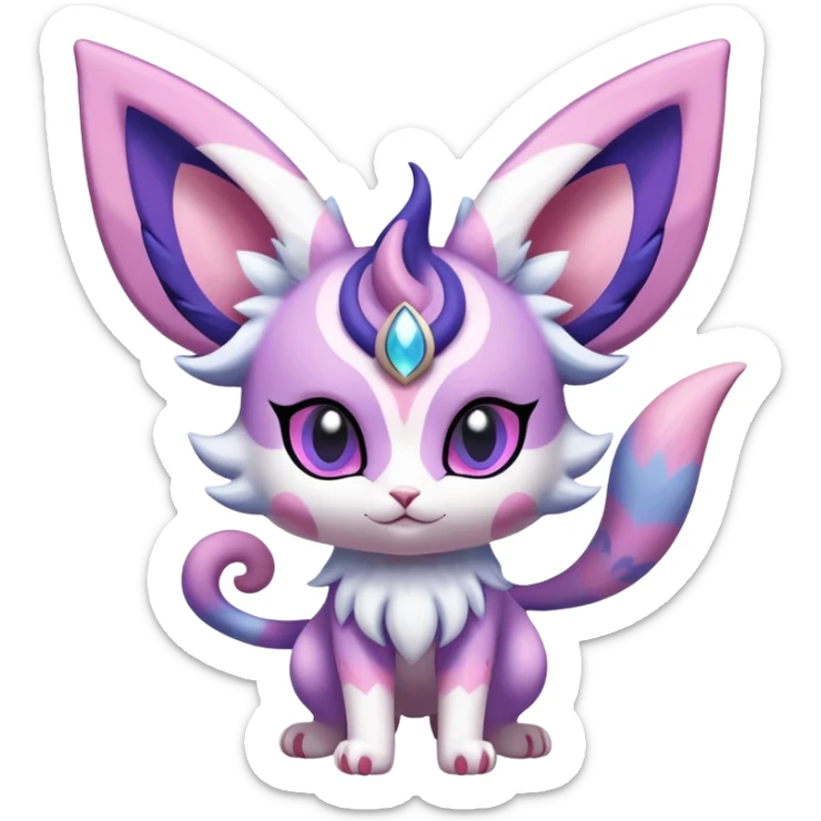 Shiny Exotic Cute Espeon-Sylveon-Purrloin-Meowstic-Hybrid-Creature with pattern-markings sticker