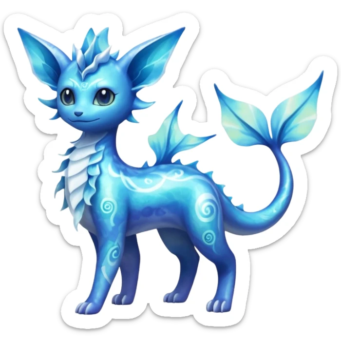 Shiny Nebulae Delcatty-Lumineon-Vaporeon-Amaura-Dragonair-Fakémon-hybrid-creature (full body)  sticker
