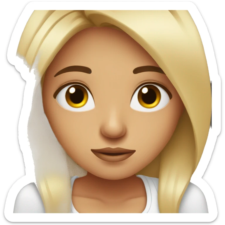 tired girl working in marketing brown eyes big lashes sticker