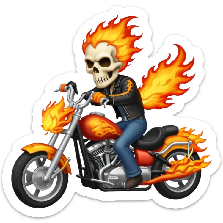 Give me a gost ride everything should be fire bike his bidy headr riding in a bike emoji sticker