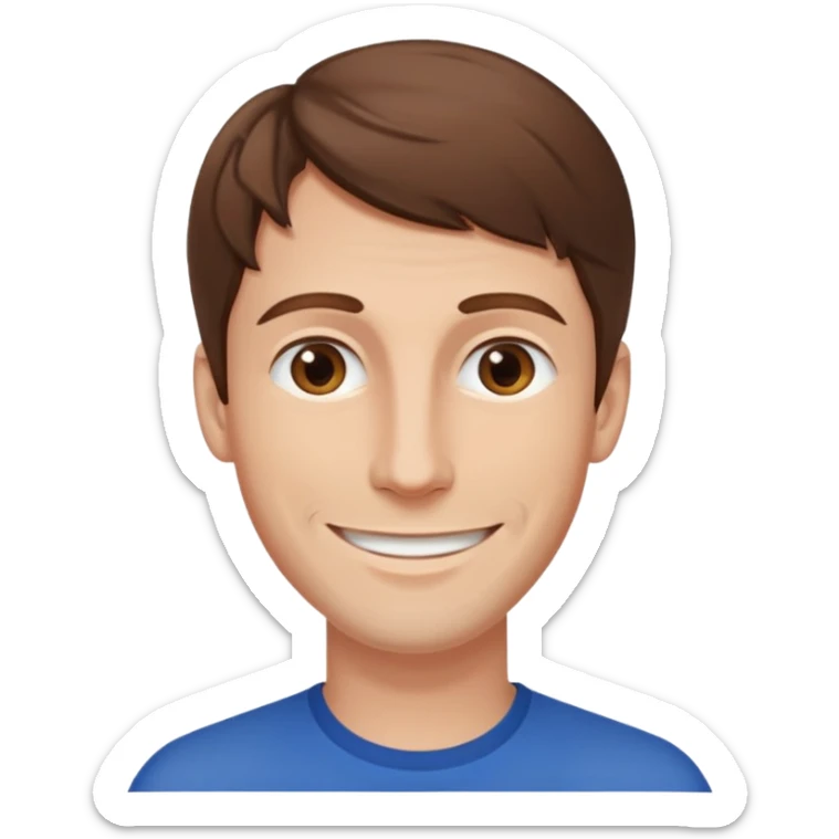 homme brun cheveux long visage mince sourire style européen sticker