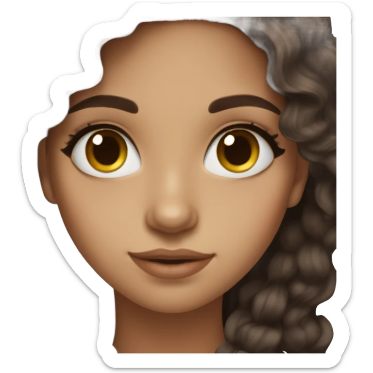Beautiful girl,dark brown hair,wavy hair，long hair,dark brown eyes,latina sticker